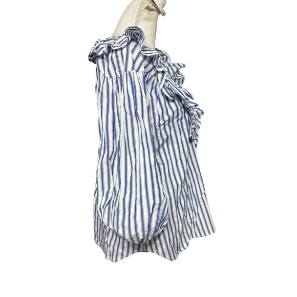 Mille Resort & Travel May Ruffle Striped Cotton Blouse - Blue $168 - Picture 2 of 4